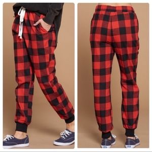 Red Buffalo plaid joggers